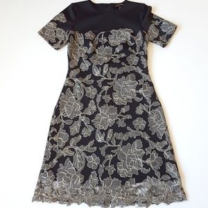 Tadashi Shoji Black and Gold Floral Dress